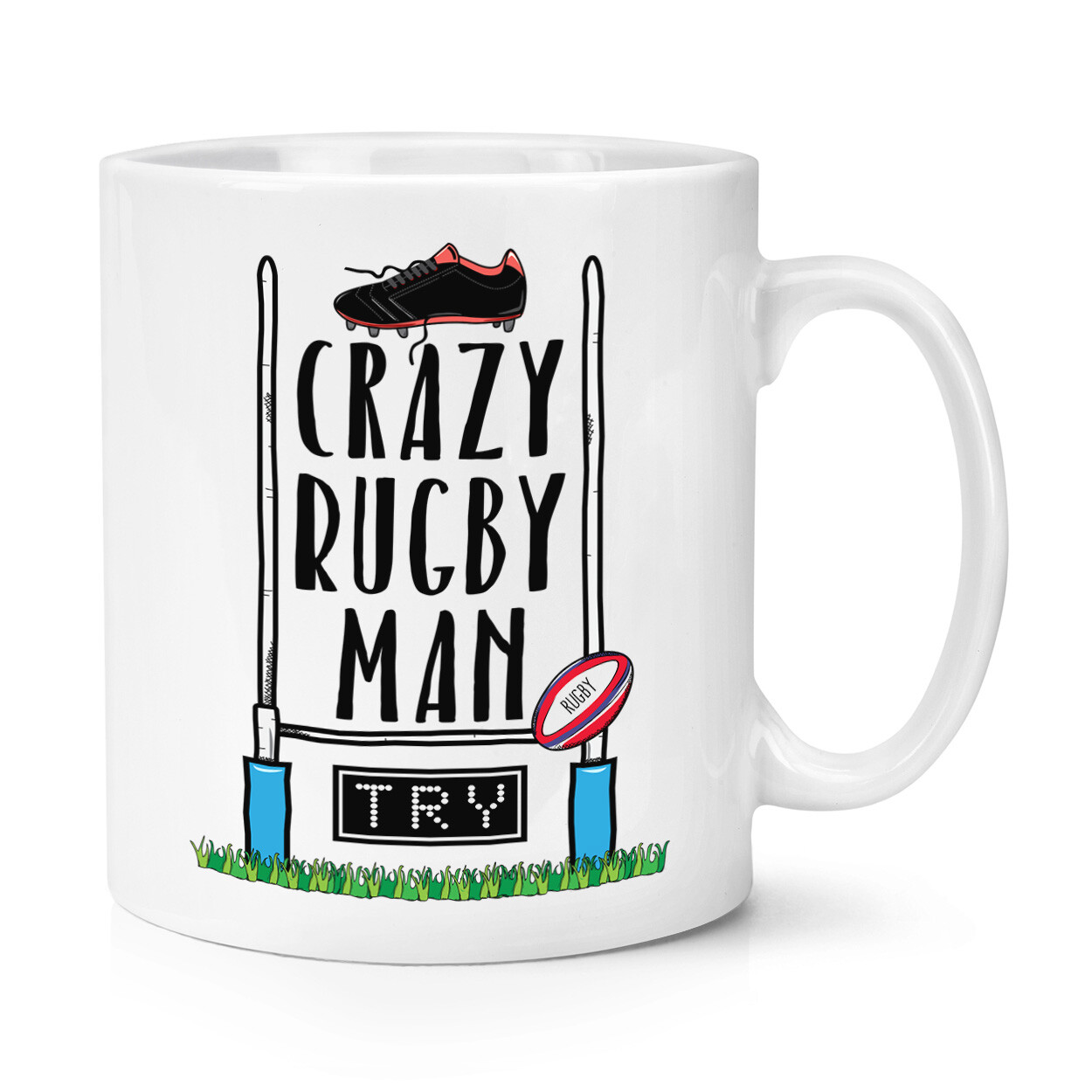 Crazy Rugby Man 10oz Mug Cup - Funny League Union Sport