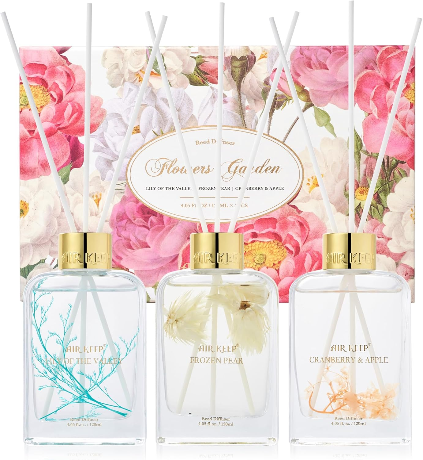 Reed Diffuser Set Frozen Pear Cranberry Apple Lily Scent Bathroom Air Freshener-image