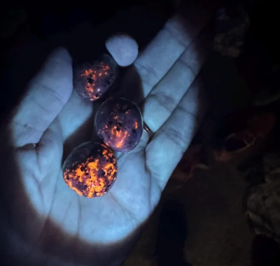 5 PCS Yooperlite Tumbled Stone UV Fluorescent Emberlite Glowing Fire ...