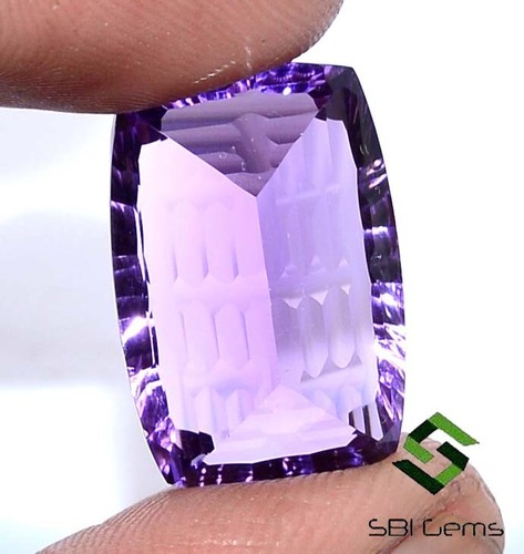 Certified Natural Amethyst Cushion Concave Cut 22x15 mm 20.06 CTS Loose Gemstone - Picture 10 of 11