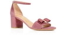 SALVATORE FERRAGAMO Gavina Sandals ,ITALY,LOGO,Suede,Ankle str BOW 5.5 C W PINK