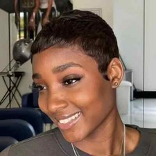 Peluca de cabello humano corte pixie para mujeres negras cabello humano sin pegamento