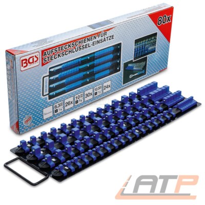 BGS AUFSTECKSCHIENEN-SET FÜR STECKSCHLUESSEL-EINSAETZE MIT 80 CLIPS NUSS