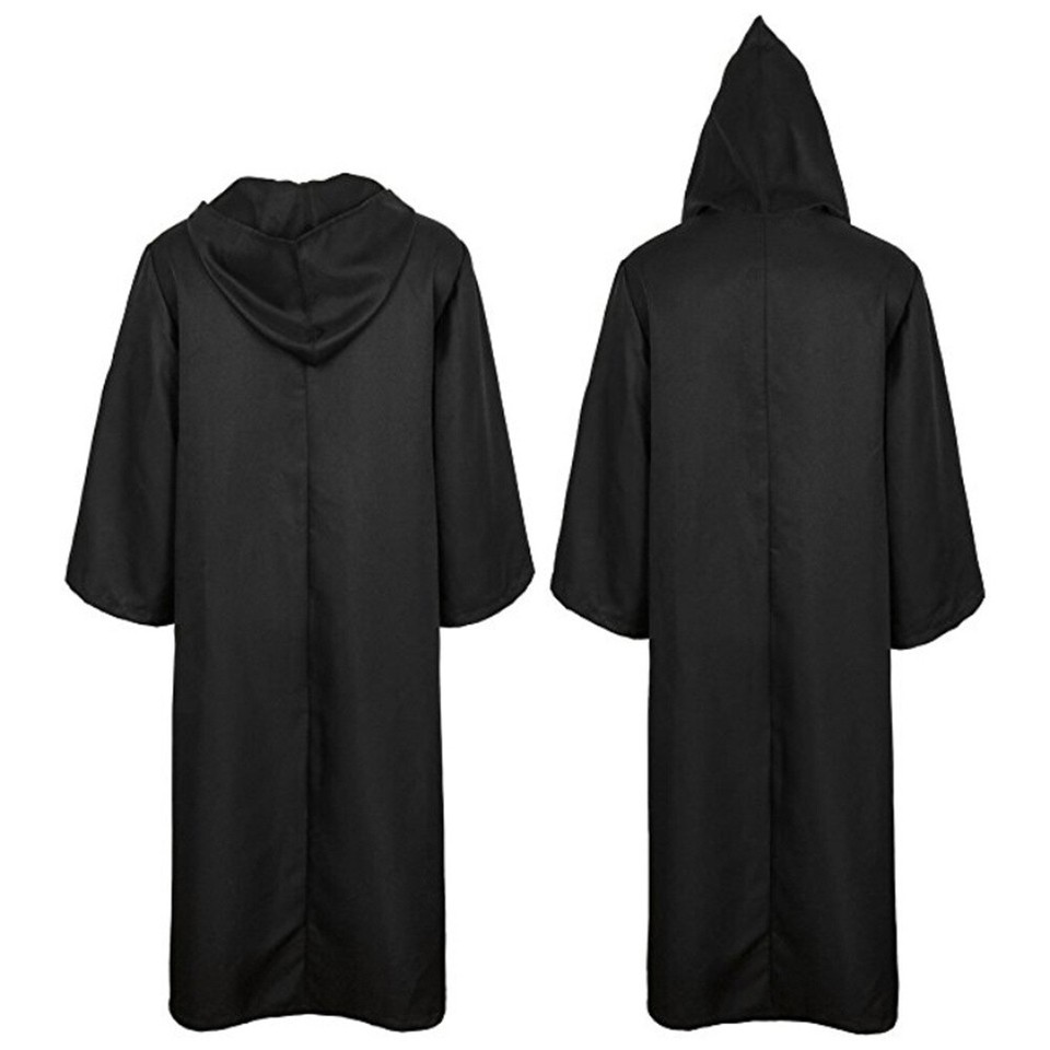 Adults Mens Hooded Robe Cloak Cape Party Halloween Vampire Robe Cosplay ...