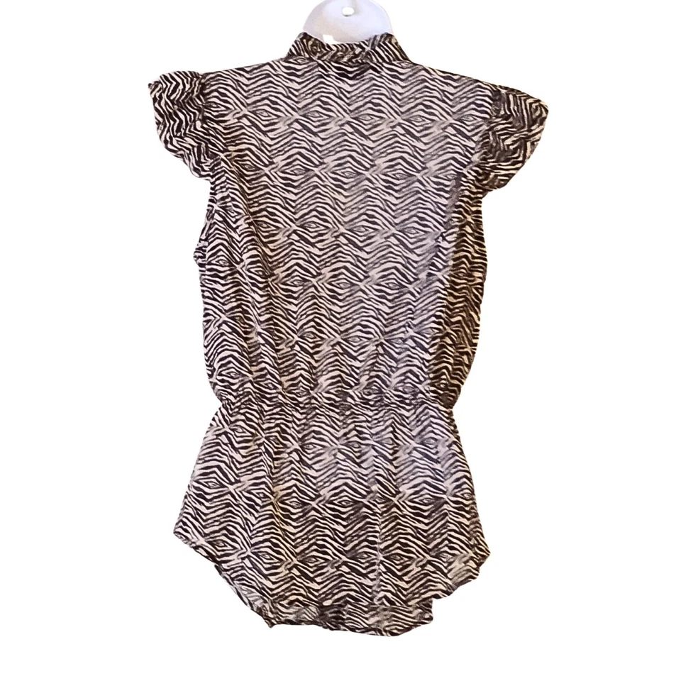 Blusa Babydoll Y2K Mujer Talla XL Negra Crema Estampado Animal Cebra Volantes Edgy Foto 3 de 4