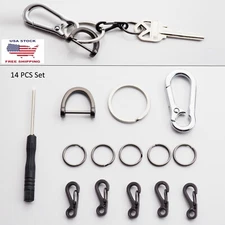Key Ring Carabiner Clip Keyring Keys Organizer Fob Buckle Small Rings Clips EDC