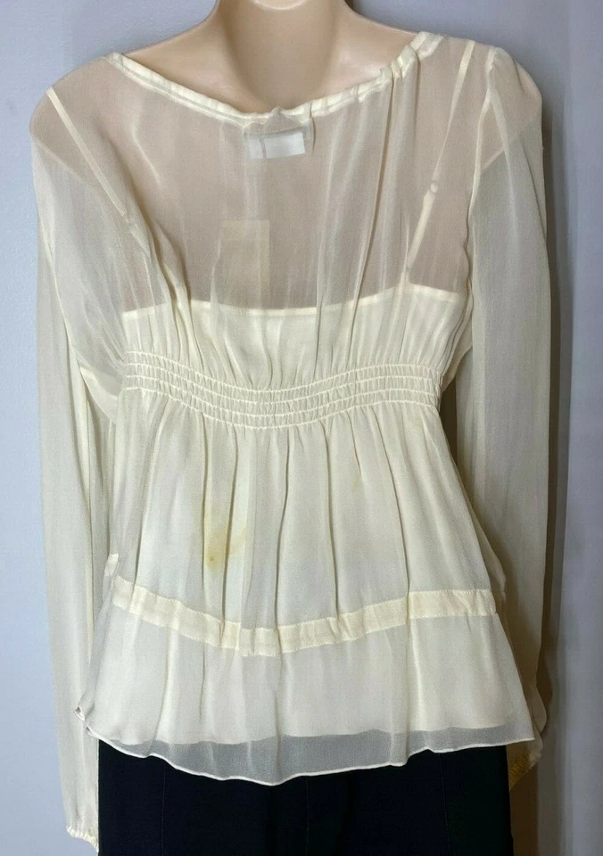Top To The Mac Marfil Manga Larga Seda Nuevo con Etiquetas Talla S Foto 2 de 2