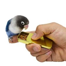 2 Bird Training Food Jar Parrot Handheld Feeder Mini Metal Treat Box Parakeet
