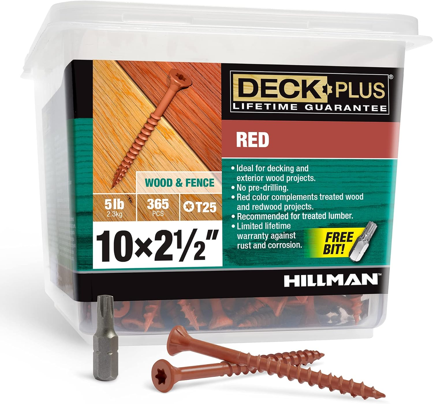 #10 X 2-1/2 Inch Red Wood Screws 5LB Box 48430