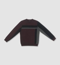  75 Alfani Men's Red Color-Block Crewneck Pullover Long-Sleeve Sweater XL