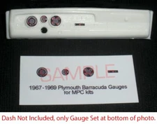 1967 1969 PLYMOUTH BARRACUDA GAUGE FACES for 1/25 scale AMT & MPC kits—PLS READ