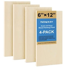 Falling in Art Unfinished Birch Wood Panels Kit for Painting, Wooden Canvas 4...