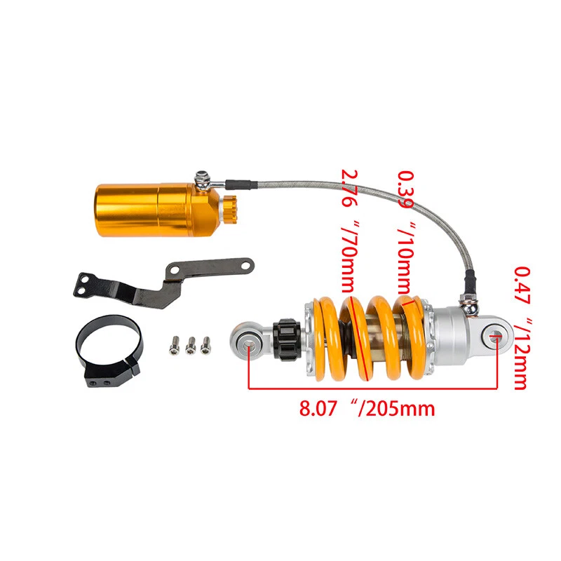 Amortecedor de ar traseiro de motocicleta 205mm/8.07" ajuste ajustável BMW para Honda - Imagem 2 de 4