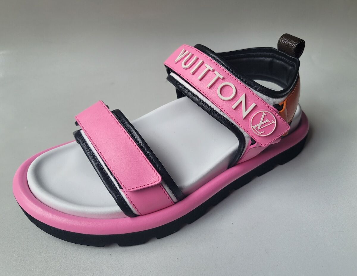 Louis Vuitton pool pillow comfort Flat Sandals Pink Pop 39 9 Monogram Logo  $1335