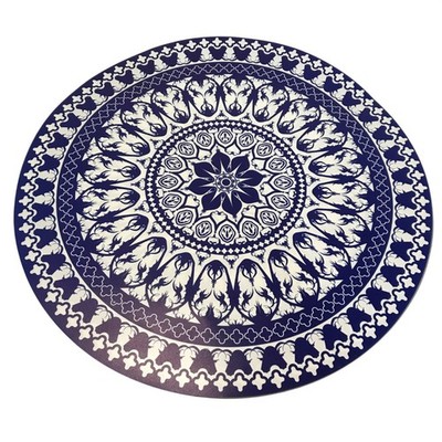 Mandala Pattern Placemats PVC Set Of 4 Round Blue & White 14''