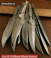 Lot of 20 HANDMADE DAMASCUS STEEL BLANK BLADE SKINNER HUNTING KNIVES 7 INCHES