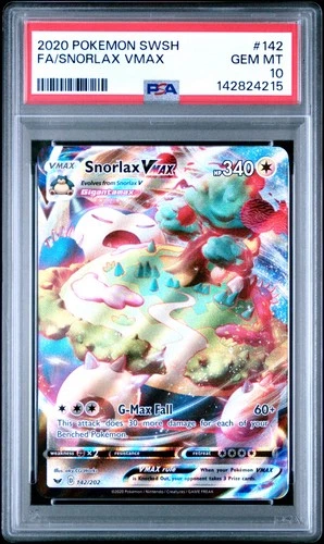 2020 POKEMON SWORD & SHIELD #142 FULL ART/SNORLAX VMAX PSA 10