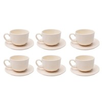 Tasse Kaffeetasse Teetasse 6Er Set Porzellan Creme Kare Design