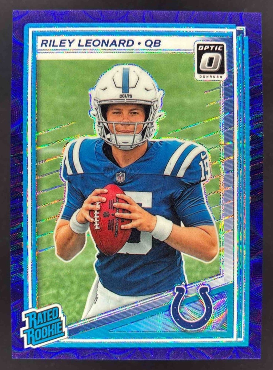 2025 Panini Donruss Optic Riley Leonard Rated Rookie Blue Hyper Prizm #255 Colts