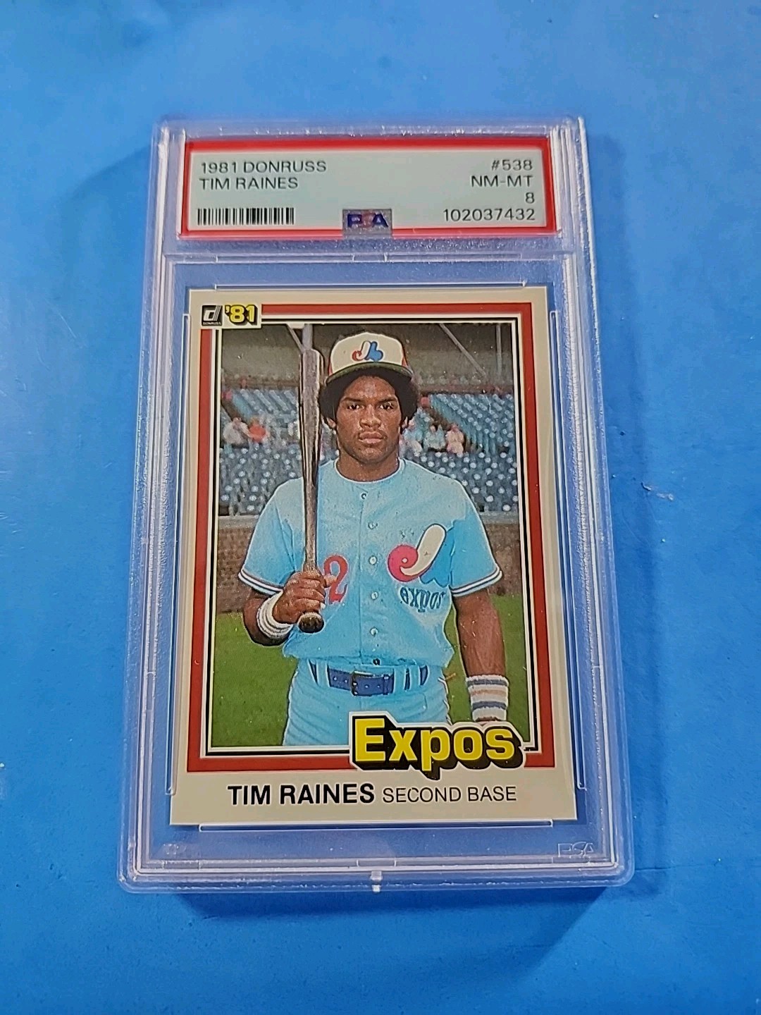 1981 DONRUSS BASEBALL #538 TIM RAINES RC EXPOS HOF PSA 8
