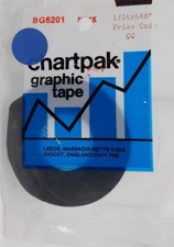 Chartpak BG6201 Matte Black 0.06" x 54' 1" Core Graphic Chart Tapes One Roll