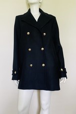 MNG Mango Black Italian Wool Double-Breasted Blazer with Gold Buttons - Size M
