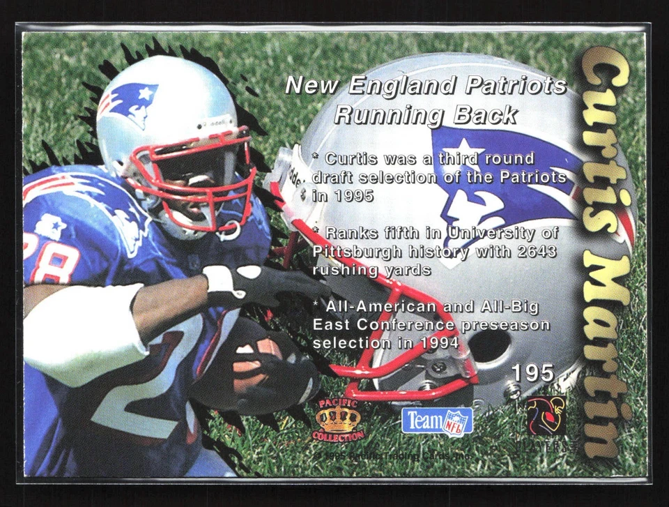 1995 Pacific Prisms - Curtis Martin #195 (RC) - Image 2 of 2