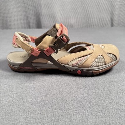 Merrell Sandals Womens Size 7 Beige Nubuck Strappy Walking Comfort Shoes J65262