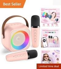 Fun Bluetooth Karaoke Speaker with 2 Wireless Mics  Colorful Lights - Ages 4-12