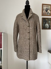 CHANEL Fall 1999 Couture Brown Tweed Overcoat Lined Collared Pockets 44