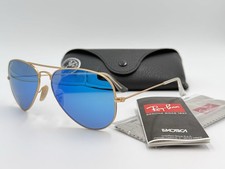 Ray Ban Aviator RB3025 112/4L Blue Flash POLARIZED/ Gold AUTHENTIC ITALY 58mm