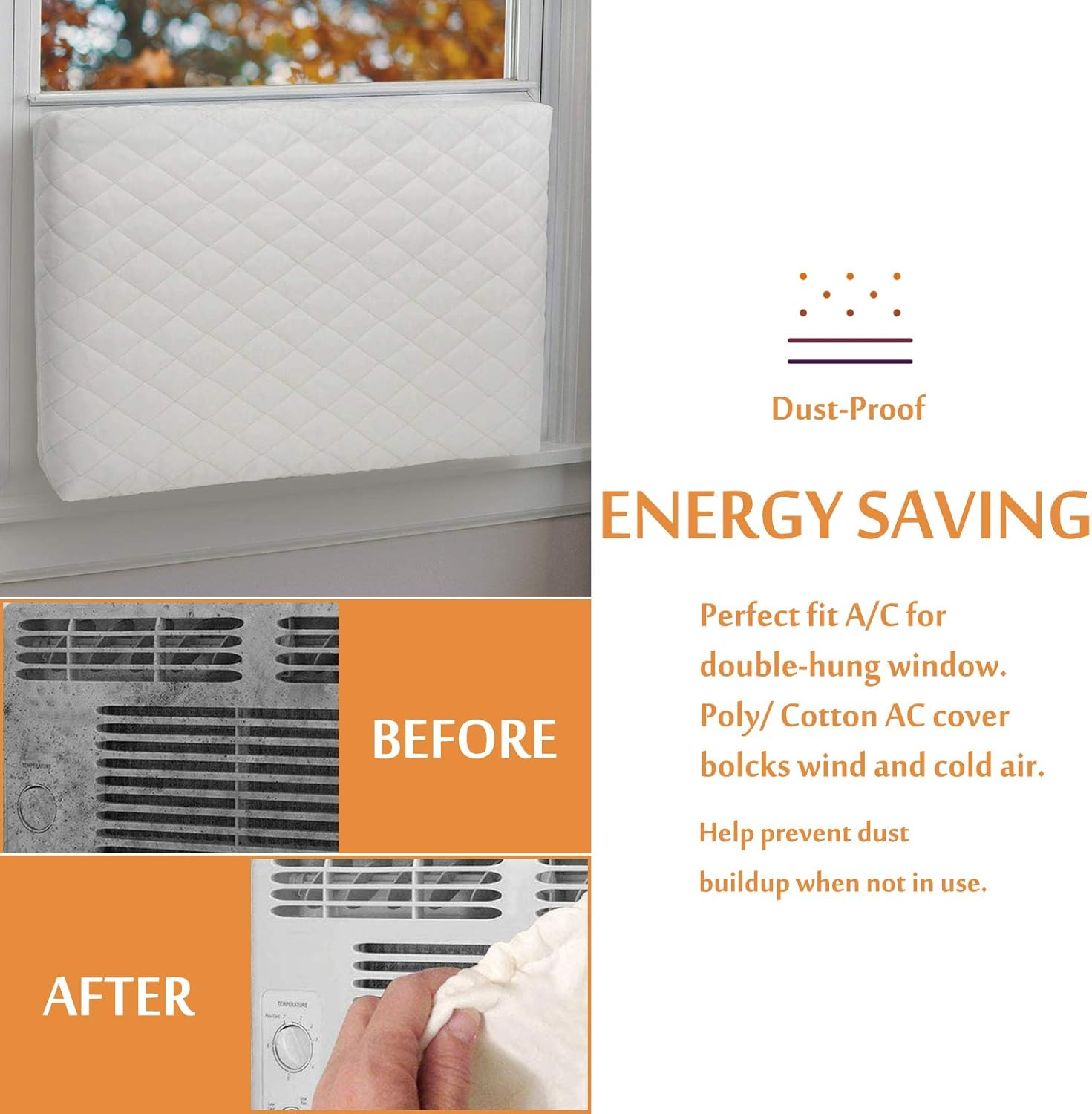 Large Beige Indoor Air Conditioner Cover with Double Insulation