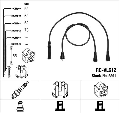 IGNITION CABLE KIT 8891 FOR VOLVO 240/Kombi B20A/19A/19K 2.0L B21A/21E 2.1L - Picture 2 of 6