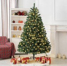 4/5/6/7ft Realistic Spruce Artificial Holiday Christmas Tree with Lights Indoor