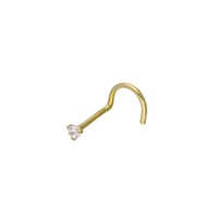 9K Gold & Klar Cz Kristall 0,58 Mm Nasenschraube