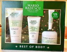MARIO BADESCU Skincare 4pc SET NIB Scrub, Hand Cream, Lip Balm, Body Butter