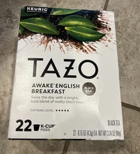 Tazo Awake English Breakfast Black Tea K Cup Pods 22 Count For Keurig Brewers