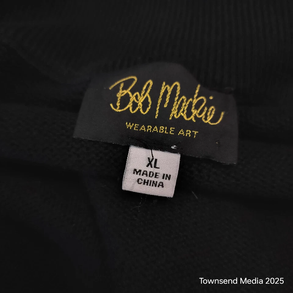 Suéter cárdigan artístico portátil Bob Mackie para mujer XL negro con mangas a rayas Foto 4 de 4