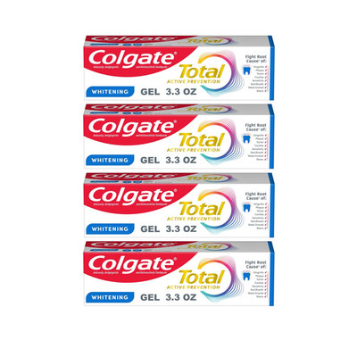 Colgate Total Anticavity Toothpaste Gel, Whitening, Mint, 3.3oz (pack of 4)