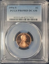 1994 S 1C Lincoln Cent Proof PCGS PR69RD DCAM Red Ultra Cameo Free Shipping