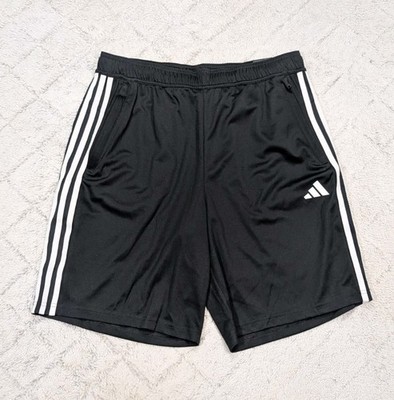Adidas Shorts Mens L Black White Train Essentials Pique 3 Stripes Training