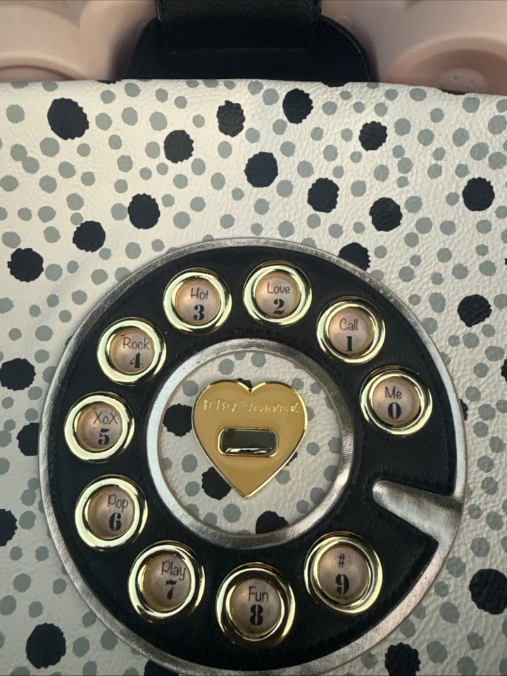 Bolso Bandolera BETSEY JOHNSON Kitsch Teléfono Giratorio - Rosa Negro Blanco Foto 2 de 4