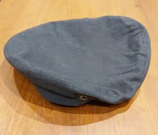 Vintage 1985 army surplus black cotton cloth fabric beret hat