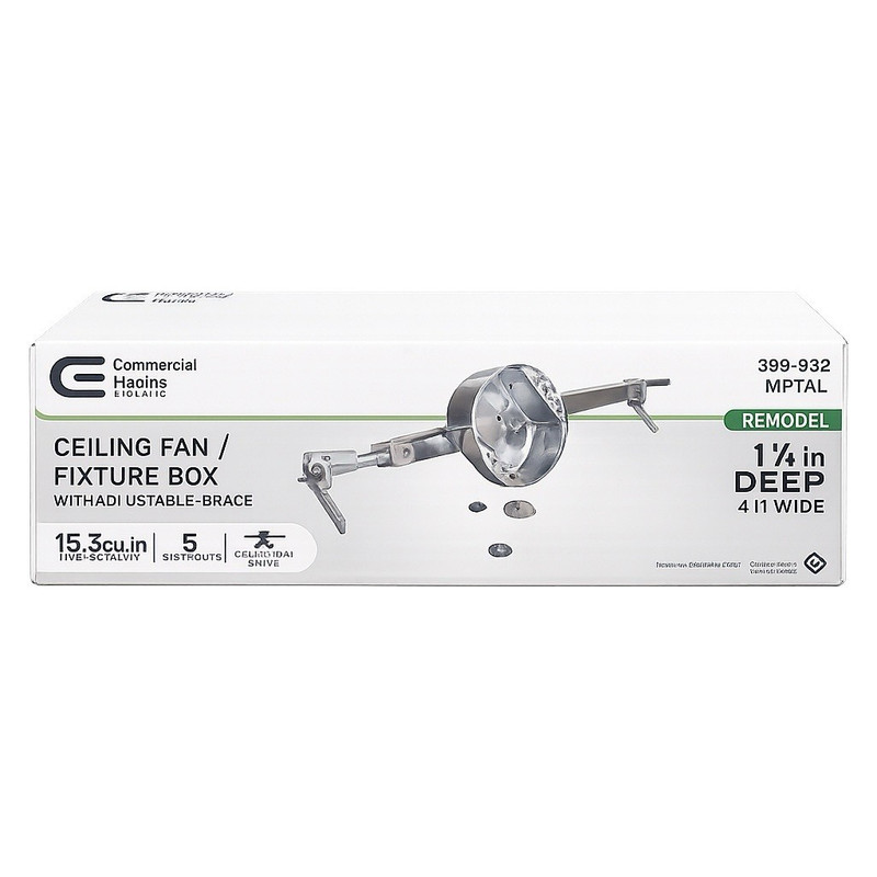 Commercial Electric 398 992 Ceiling Fan/Fixture Box w/ Adjustable Brace Remodel