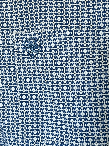 Ariat Youth 14-16 Large Blue Button Down Western Cowboy Long Sleeve Stretch - Picture 5 of 12