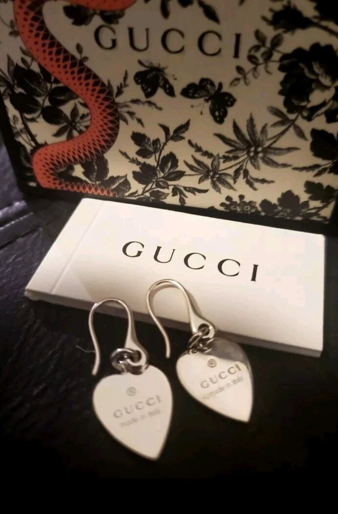 Boucles d'oreilles neuves GUCCI argent 925 coeur femme accessoires fabriquées en ITALIE authentiques