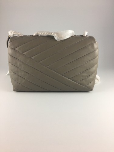 TORY BURCH SOFT GREY HERON LEATHER KIRA CHEVRON SMALL CONVERTIBLE SHOULDER BAG - Picture 16 of 19