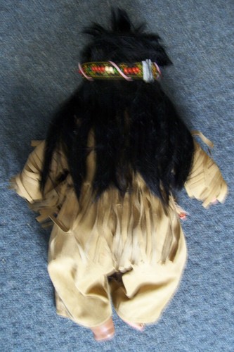 Vintage Native American Indian Doll Porcelain Head Arms & Feet Heavy & 20" Tall - 第 3/8 張圖片