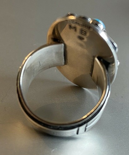Thunderbird Sterling Sleeping Beauty Navajo Ring by Marita Benally size 7 3/4 - Picture 8 of 12