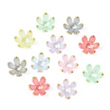 100Pcs Mixed Color Acrylic Flower Bead Caps Floral Beads Bead End Caps Jewelery